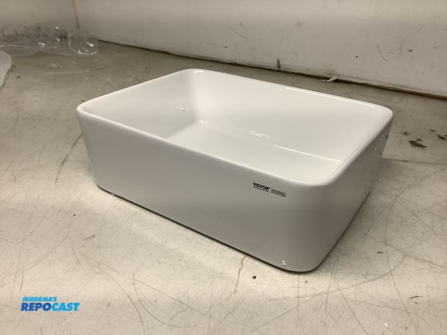 Lot 2-93565 - White ceramic vevor rectangle vessel sink RS1237B 16” x 12”