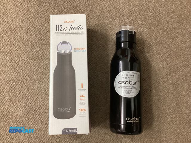 Lot 2-92903 - New Asobu H2 Audio vacuum insulated water bottle with earbuds. 17 ounce. 24 hour cold, 12 hours hot ...