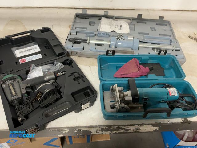 Lot 2-18606 - Lot of (3) tools including master force coil roofing nailer, harbor freight slide hammer set, and Ma...