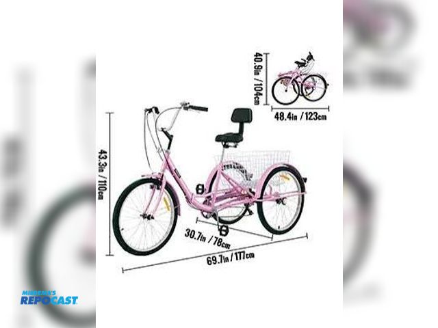 Lot 2-75914 - Vevor punk tricycle bike with basket and backrest on seat model 1100X260X710