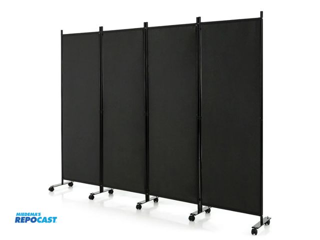 Lot 2-74985 - Costway 4-Panel Folding Room Divider 6FT Rolling Privacy Screen with Lockable Wheels Black