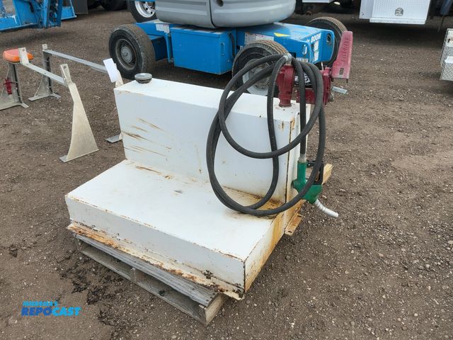 Lot 2-43731 - Used Steel L-Shaped Diesel Fuel Tank with Fill-Rite 15 GPM 12 Volt Pump with Hose and Nozzle, tank i...
