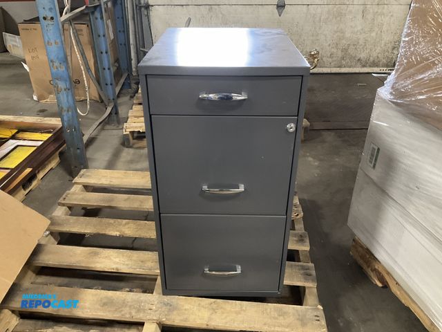 Lot 2-60952 - (1) 14.25” width x 27.5” height x 18” deep steel 3-drawer cabinet with (2) file drawers.