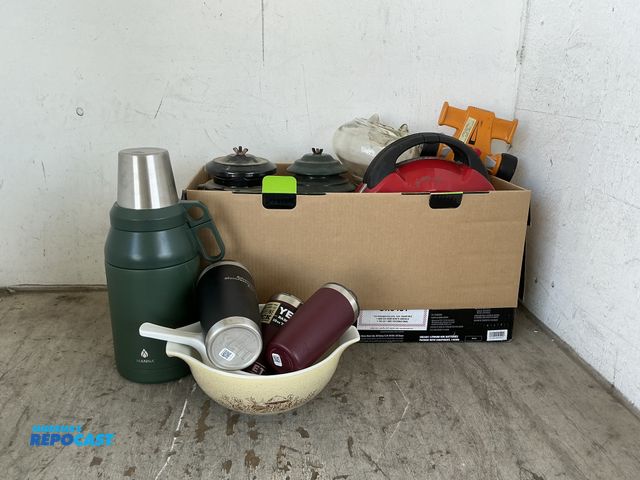 Lot 2-75464 - Lot of misc. items including yeti tumblers, manna jug, ceramic bowls, slim can cooler cup, McLaren c...