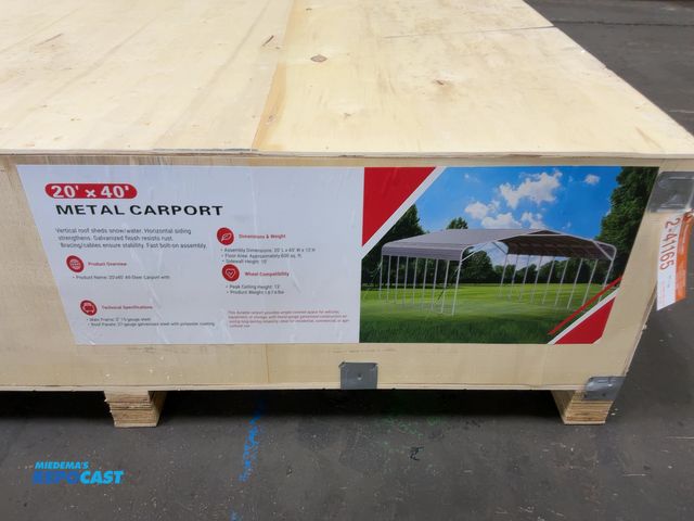 Lot 2-41165 - New SDLANCH 20'x40' Metal Carport, 12' Peak Height, 10' Sidewall Height, 2" 15-gauge steel main fram...