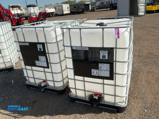 Lot 2-20539 - (2) 275 Gallon Poly Forkable Totes, lower discharge valves, approx. 48"x40"x53" tall