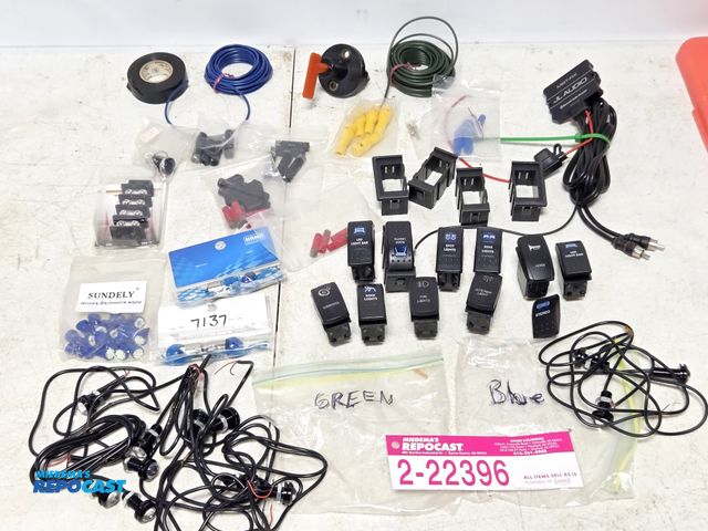 Lot 2-22396 - lot of LED marine and auto lighting electrical supplies, lighting, wiring, rocker switches,