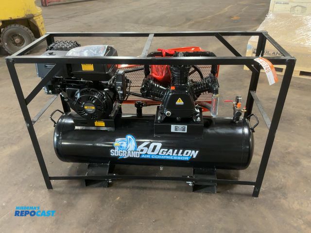 Lot 2-40749 - SDLANCH Model S60GAL Air Compressor, 420cc Single Cylinder Gas Engine with Electric and Recoil Start...