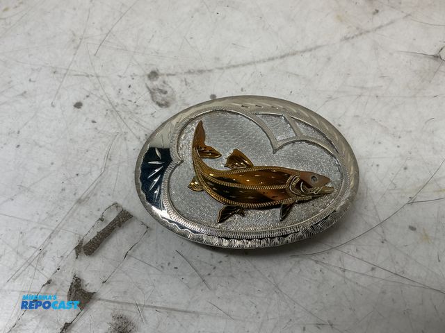 Lot 2-99516 - Fish belt buckle made by Johnson and Held, 100% silver per seller, never used