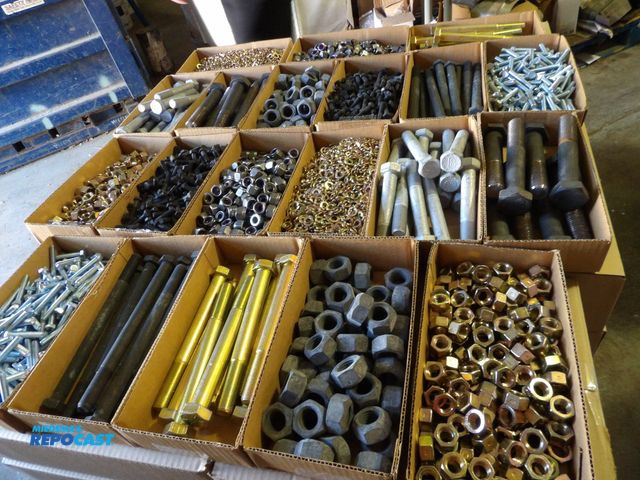 Lot 2-53056 - pallet load of approx. (2101lb) new asst nuts, bolts, screws, washer, various sizes, lengths, materi...