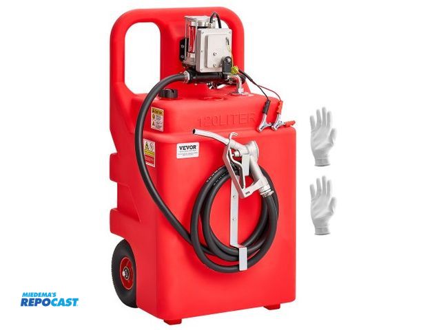 Lot 2-27478 - VEVOR YHM-120G Fuel Caddy, 32 Gallon, Portable Fuel Tank with 12V DC 15 GPM Electric Fuel Transfer P...