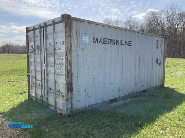 Lot 2-22999 - 20’ Shipping / Storage Container 8’ wide x 8’ 6” tall, swing doors on one end, wood deck, rings for ...