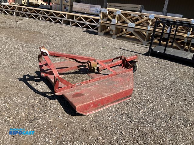 Lot 2-44713 - 60” three point brush hog, three point mount is bent, no PTO shaft, no-flat rear caster, was able to...
