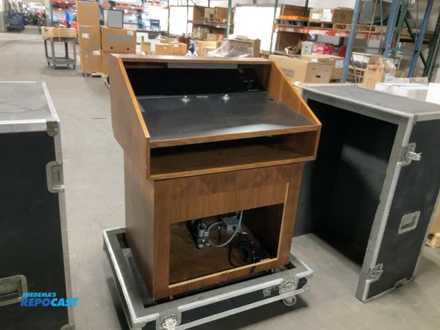 Lot 2-11200 - VanSan Co. Portable Speaker Podium, Travel Case, foam packed. Audio Interface equipped, and adjustab...