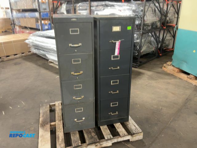 Lot 2-21441 - (2) 4-Drawer Metal File Cabinets, 15"x26-1/2"x52-1/2" tall and 16-1/4"x24-1/2"x52" tall