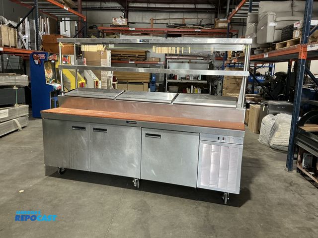 Lot 2-99261 - Delfield 18699PTBMP 99" Three Door Refrigerated Prep Table Stainless Steel