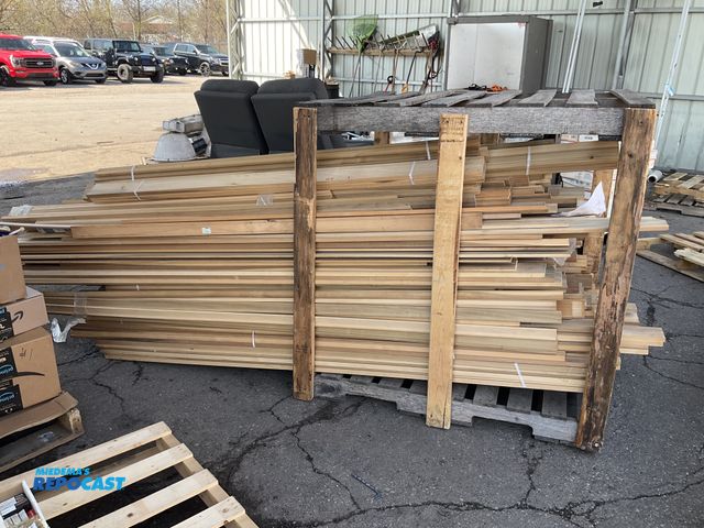 Lot 2-94923 - Skid lot of solid poplar wood trim bundles of assorted sized boards - on Average 8’ long