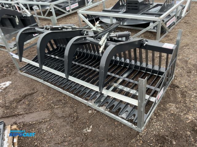 Lot 2-42234 - New JCT 84” Rock Bucket Grapple Skid Steer Attachment, Universal Quick Attach, Two Hydraulic Grapple...