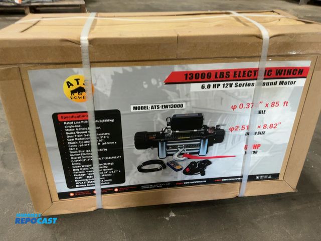 Lot 2-40578 - New ATS Power 13,000 lbs Capacity Electric Winch, 6hp 12 Volt Series Wound Motor, 0.374"x85' long Ca...