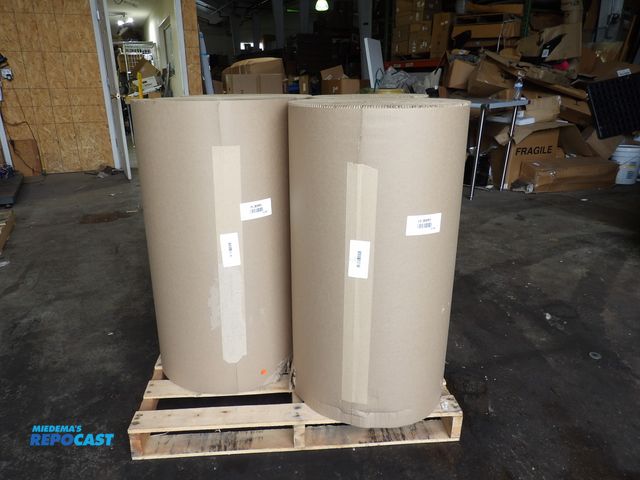 Lot 2-53970 - lot of 2 kraft corrugated wrap roll, b-flute, 36"W x 250ft, #3EVP3