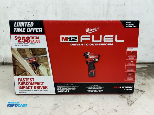 Lot 2-35446 - Milwaukee Red Lithium CP20 1/4” M12 Hex Impact Driver Kit