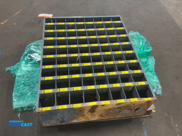 Lot 2-40410 - Metal 72-Hole Bolt Bin Full of Bolts, Washers, and Nuts, 1/4"-1" sizes