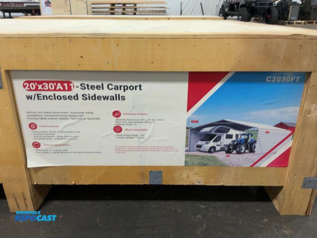Lot 2-21923 - New SDLANCH 20’x30’ All-Steel Carport with 10’ Enclosed Sidewalls, 12’6” Tall, 10’ Sidewall Height, ...