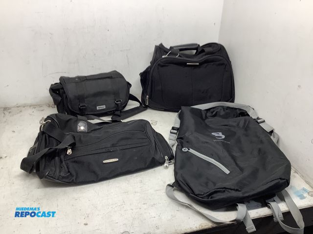 Lot 2-75759 - Gecko brands black and grey backpack, a Protege black bag with a strap, a Samsonite black handbag, a...