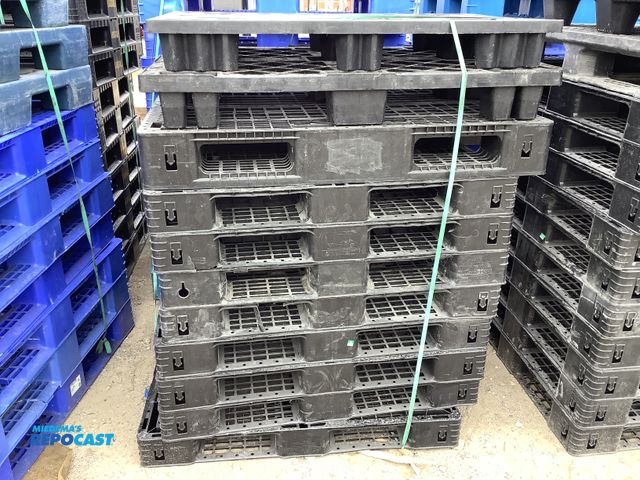 Lot 2-69109 - Lot of (11) plastic pallets, four different styles and sizes