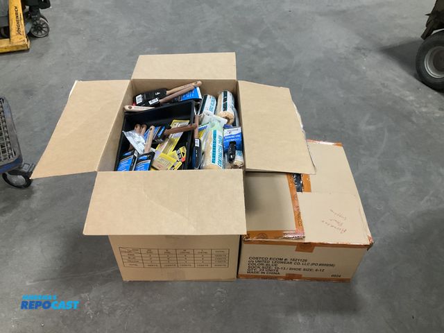 Lot 2-17116 - 3 Large Boxes of Assorted Paint Supplies Including Rollers, Roller Covers, Paint Trays, Brushes, and...
