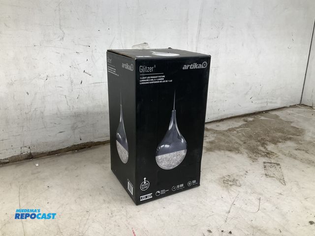 Lot 2-79836 - Glitzer artika 1-light LED pendant fixture 550 lumens PDT-1GL-RN