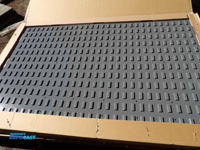 Lot 2-53036 - Lot of (2) new Louvered Panels 61" x 36" x 5/16", 1 side, 0 bins, gray, #1UMD8