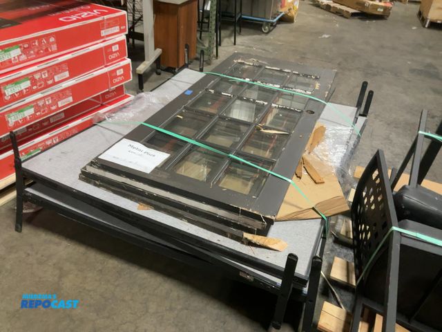 Lot 2-24878 - Skid lot of items including (4) door frames (no handles and have paint chippings) and (3) interion f...