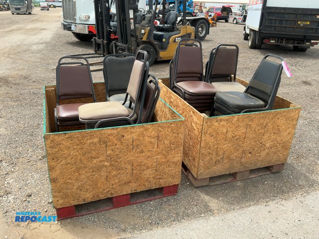 Lot 2-20923 - (2) Wood Crates of Assorted Chairs, Metal Frames with Padded Seats and Backs, (19) total, showing we...