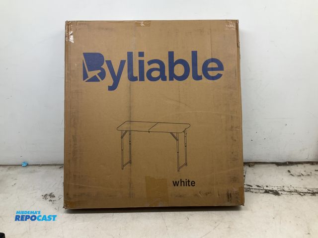 Lot 2-92781 - New Byliable white folding table, 48” W