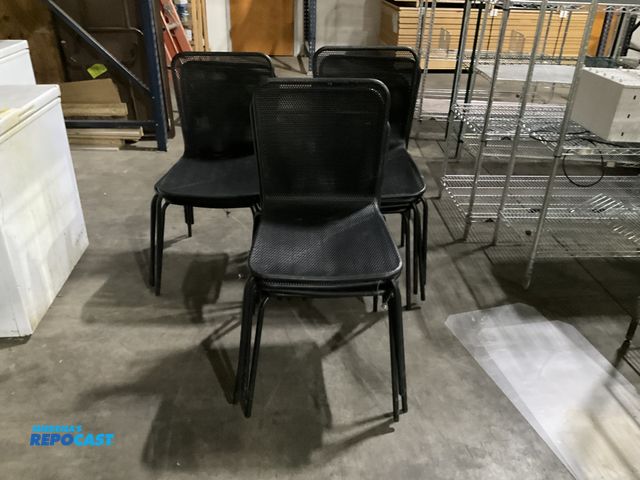 Lot 2-55024 - Restaurant Chairs Stackable Chairs Lot of (12) matching metal outdoor chairs.