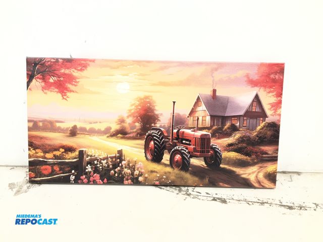 Lot 2-92669 - Large canvas wall art tractor painting, 40” x 20”