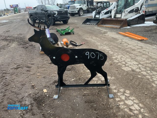Lot 2-33592 - Unused Deer Shooting Target, 7” Diameter Orange Metal Plate on Hinge, 59” tall overall, approx. 57” ...