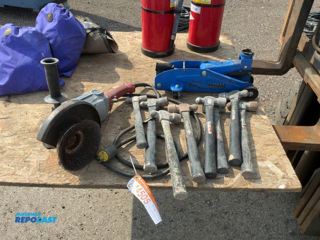 Lot 2-44505 - Lot of (1) Milwaukee Sander with Wire Cup Attachment, works, (8) Hammers, and (1) Power Torque Light...