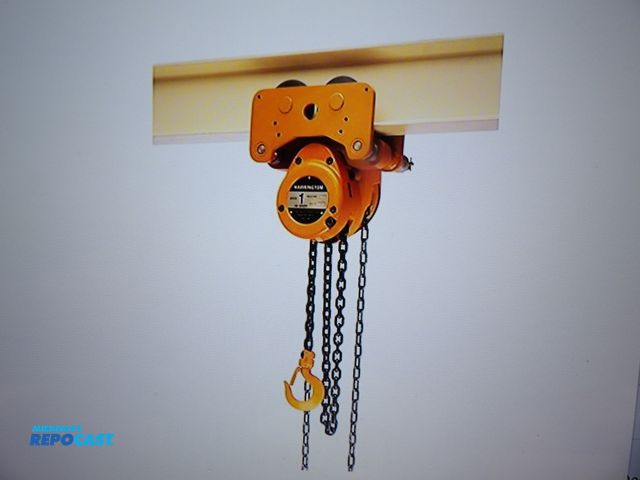 Lot 2-53204 - New in box Harrington manual chain hoist push trolley, 4000lb lifting cap. 10' lift length, made in ...