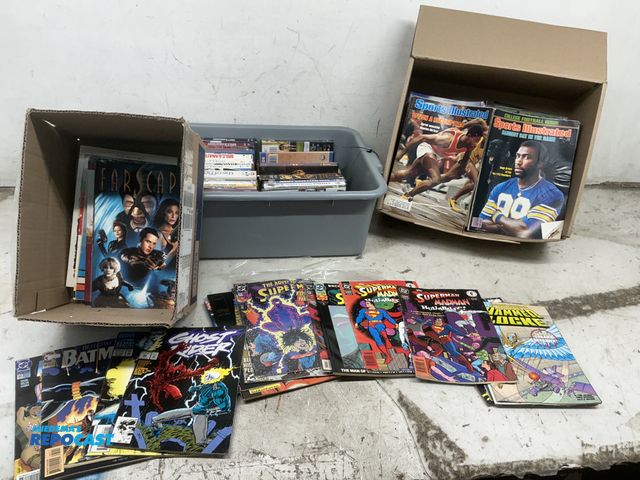 Lot 2-19545 - Lot of items including assorted comic books, Sports Illustrated magazines, DVDs, and Xbox