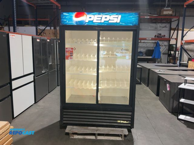 Lot 2-39508 - True Refrigeration GDM-45- 51 Inch Refrigerated Merchandiser Two Section with 8 Shelves Black Powder...