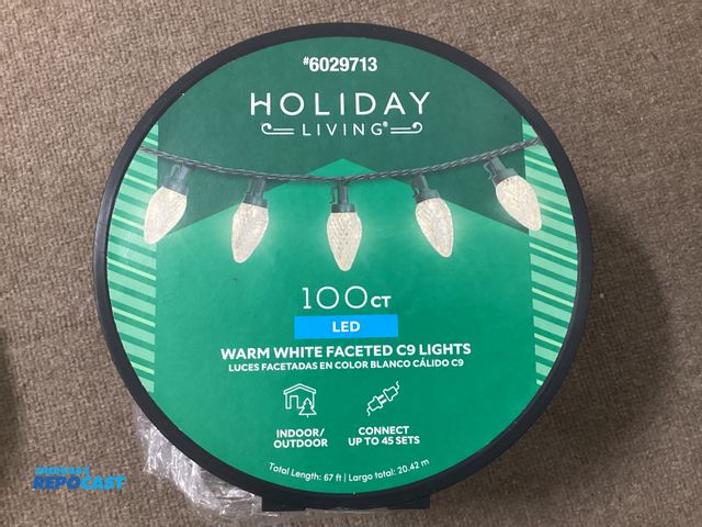 Lot 2-67346 - New Holiday Living 100 bulb Count Warm White Faceted C9 Christmas lights. Connect up to 45 sets. Tot...