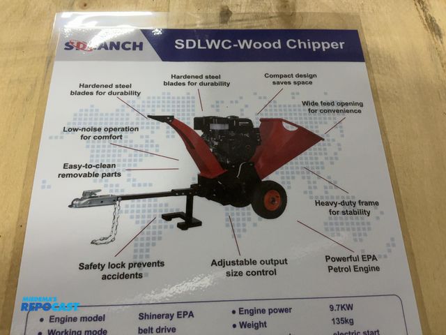 Lot 2-42188 - New SDLANCH SDLWC Wood Chipper, Shineray EPA 420cc Gas Engine with Electric and Recoil Start, Towabl...