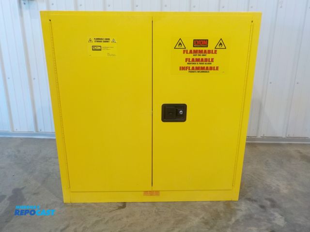 Lot 2-34216 - Lyon flamable liquid storage cabinet. One adjustable shelf. 43" w x 18" d x 44" h