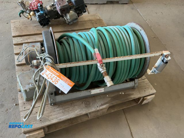 Lot 2-43436 - Hannay Reels 12 Volt Electric Recoil Hose Rear with Garden Hose, Base is 27” Wide, Model E1530-17-18...