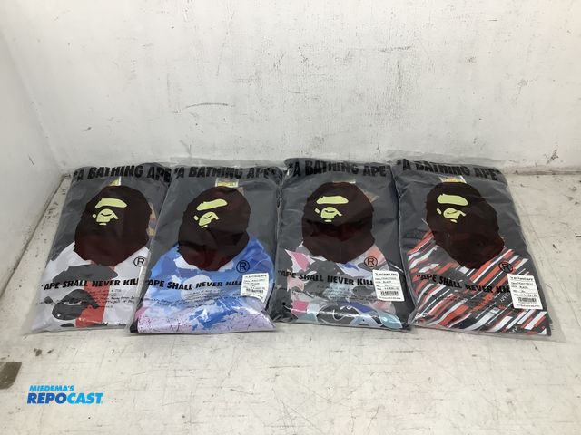 Lot 2-75328 - New (4) black A Bathing Ape t-shirts, (sizes: one L, three XL’s)