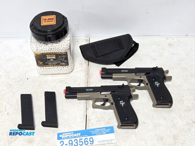 Lot 2-93569 - pair of airsoft guns, ammo