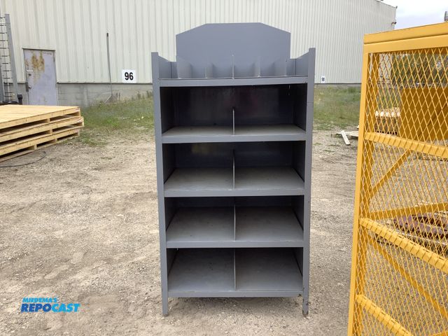 Lot 2-35378 - 1 36.5”x30”x75”H Metal grey storage shelves, 14 slots