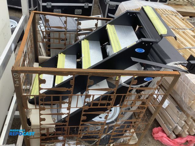 Lot 2-67176 - Metal Crate of (2) Step Above RV Staircases and (1) Trailer Tire